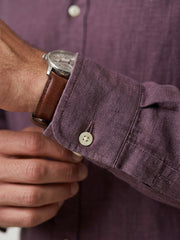 Men's Premium Purple Linen Button-Down Shirt