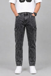 Men's Stylish 6 Pocket mom fit charcoal Denim jeans