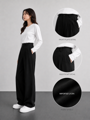 Stylish Women's Platted Black korean Pant