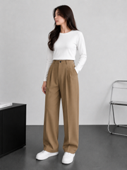 Women's urbana Design Platted musterd brwon Pant
