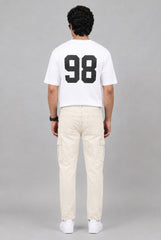 Men's Stylish 6 Pocket mom fit cream Denim jeans