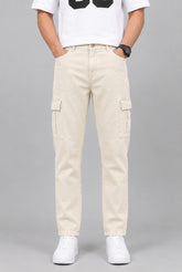 Men's Stylish 6 Pocket mom fit cream Denim jeans