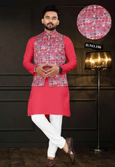Men's Solid Plain Kurta With Koti Nehru Jacket Ethnic Wear
