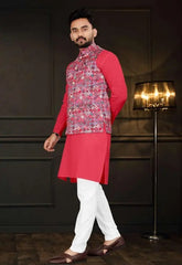 Men's Solid Plain Kurta With Koti Nehru Jacket Ethnic Wear