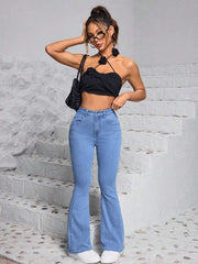 1 button boot cut jeans for women