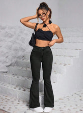 1 button boot cut jeans for women