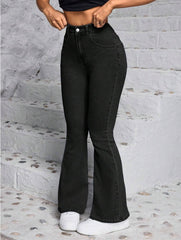 1 button boot cut jeans for women