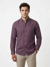 Men's Premium Purple Linen Button-Down Shirt