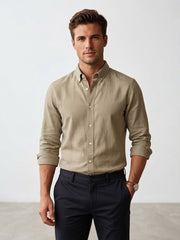 comfortable cotton biscuit linen shirt men.