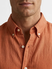 Men's Premium Breathable Long-Sleeve Linen Shirt – Rust / Burnt Orange