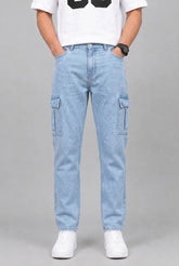 Men's 6 Pocket Mom Fit Ice Blue Denim jeans