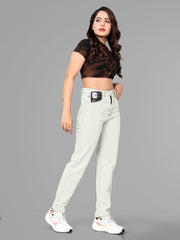 High waist mom-fit denim jeans for womens