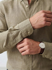 comfortable cotton biscuit linen shirt men.