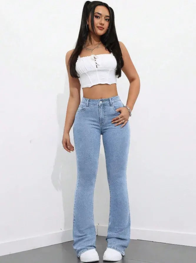 1 button boot cut jeans for women