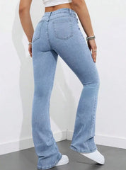 1 button boot cut jeans for women