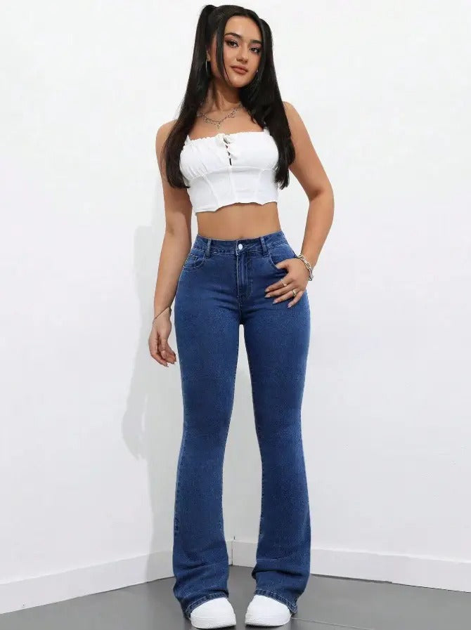 1 button boot cut jeans for women