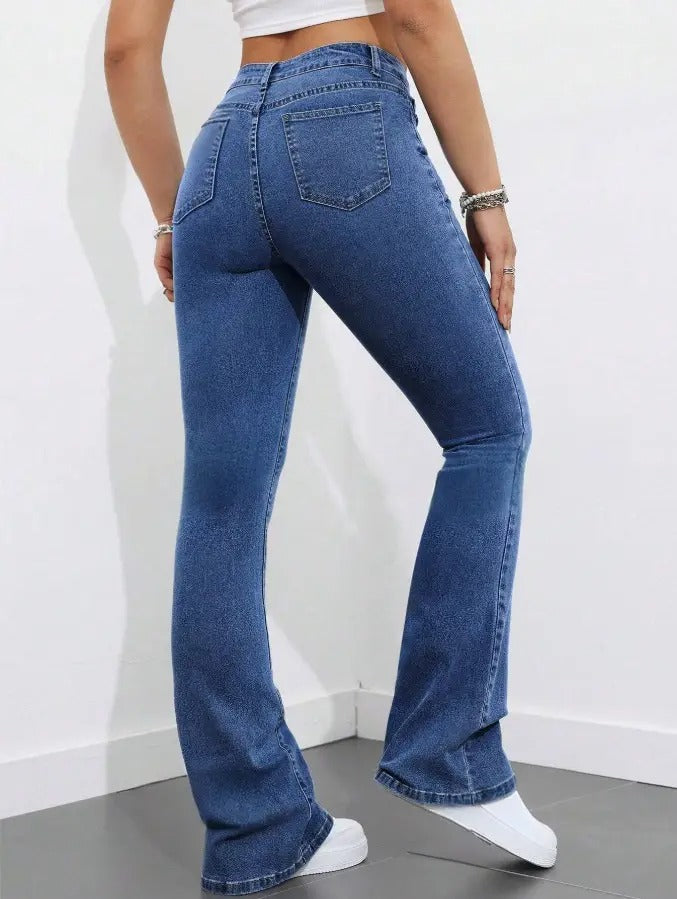 1 button boot cut jeans for women