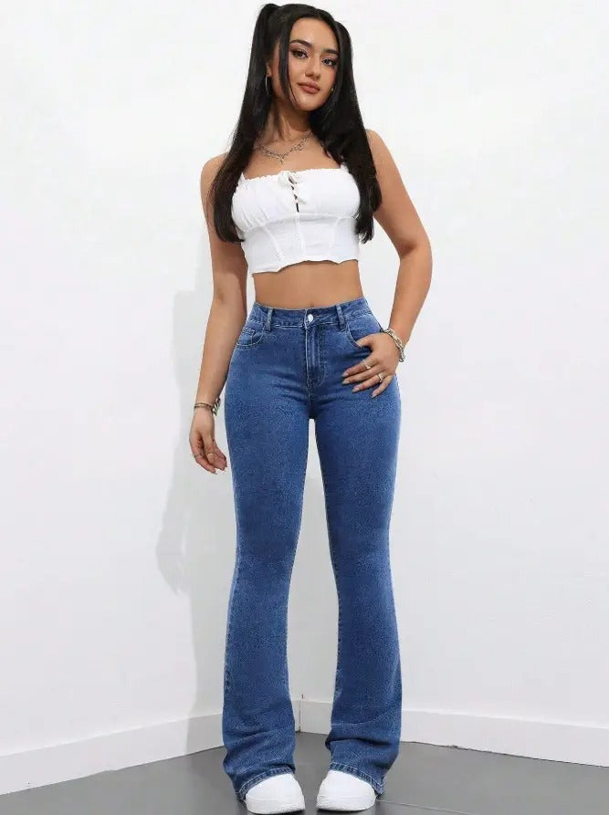 1 button boot cut jeans for women