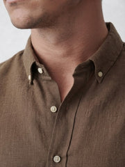 Men's brown linen shirt