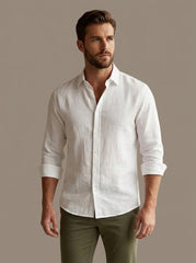 Men's white linen shirt