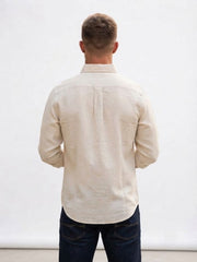 versatile beige linen-blend casual shirt