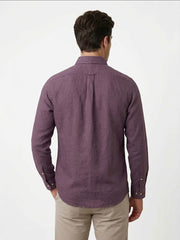 Men's Premium Purple Linen Button-Down Shirt