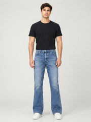 Washed And Shaded Denim Boot Cut Jeans
