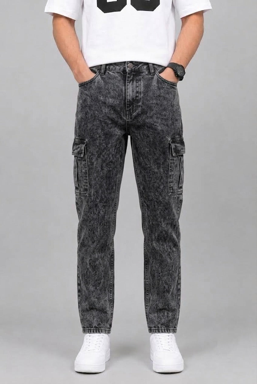 Men's Stylish 6 Pocket mom fit charcoal Denim jeans