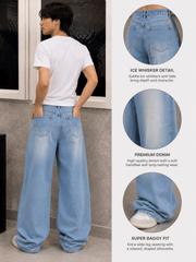 Premium Quality Men's Super Baggy Lite Blue Jeans