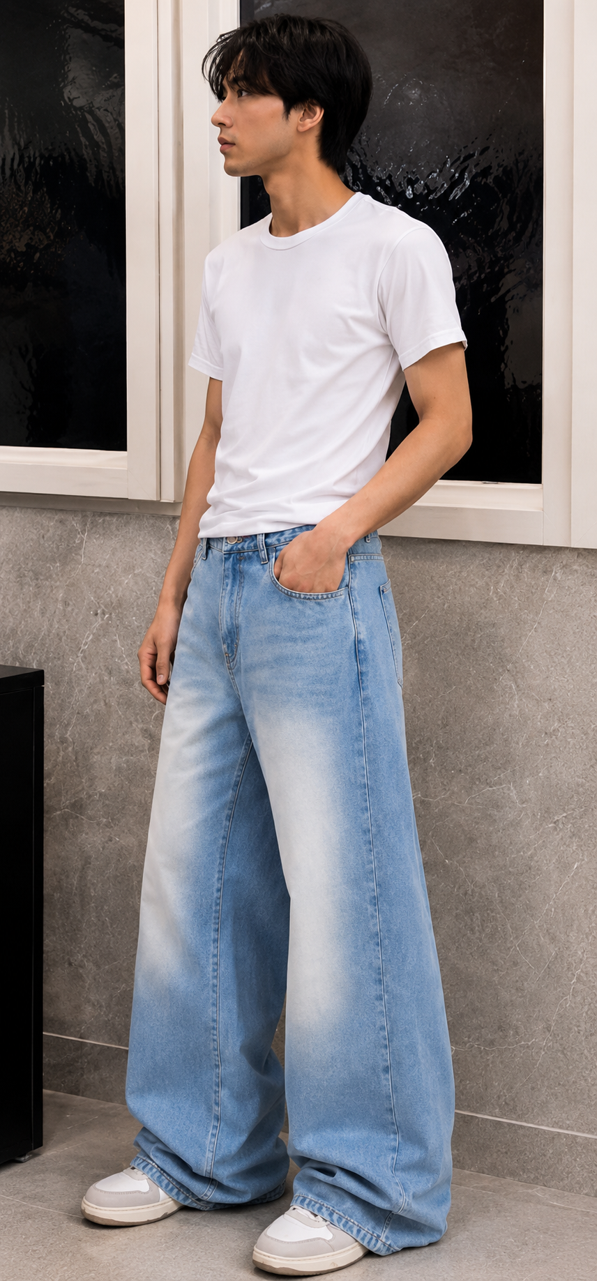 Premium Quality Men's Super Baggy Lite Blue Jeans