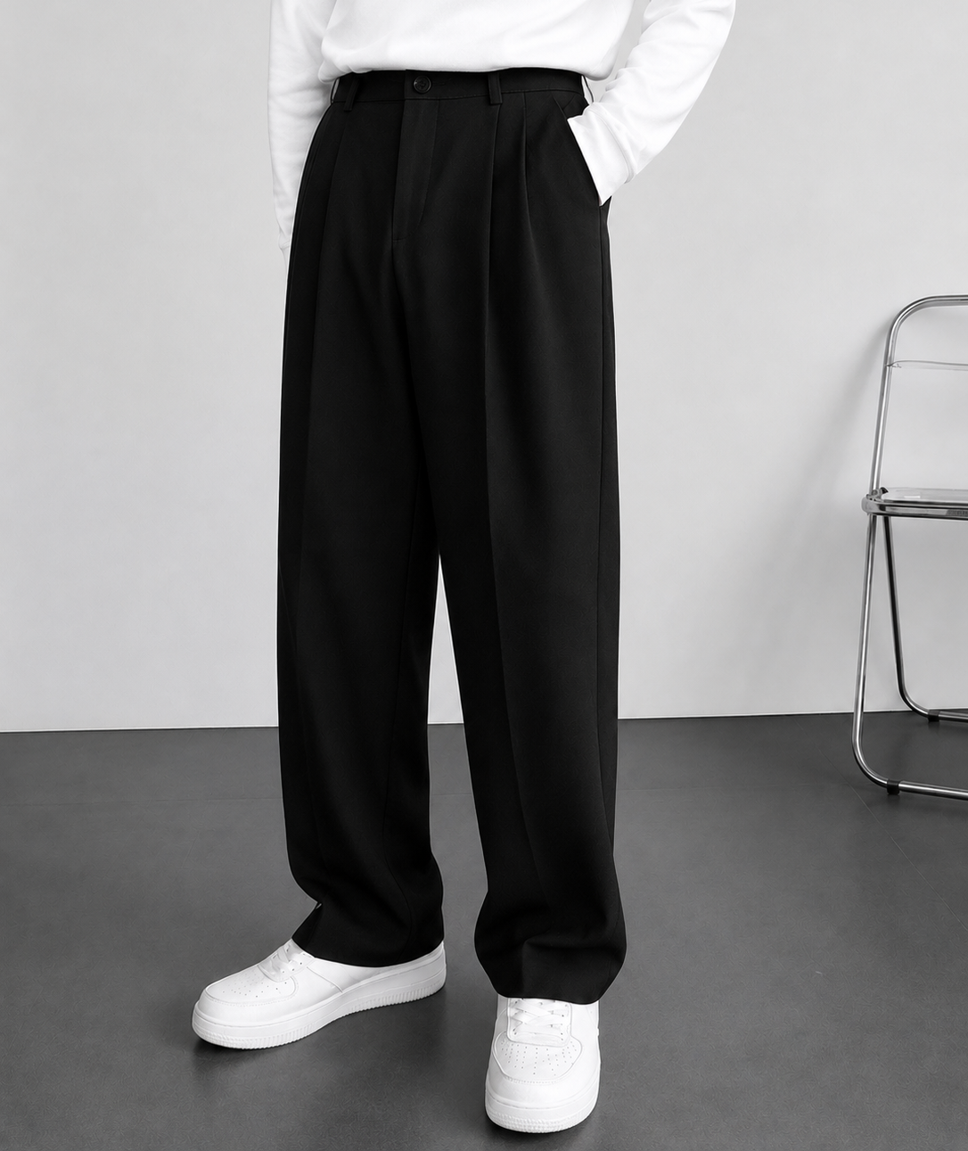 Stylish Women's Platted Black korean Pant