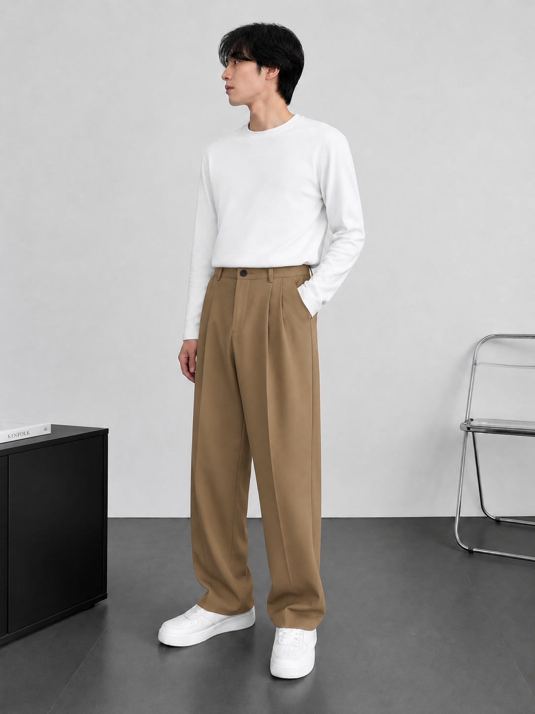 Men's Relaxed Platted korean pant