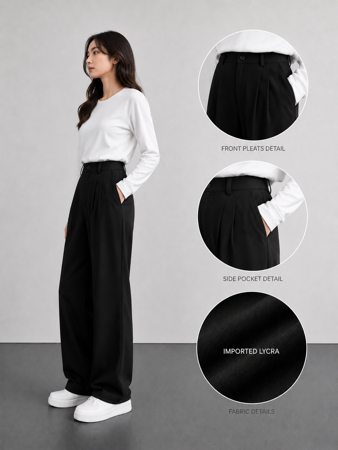 Stylish Women's Platted Black korean Pant