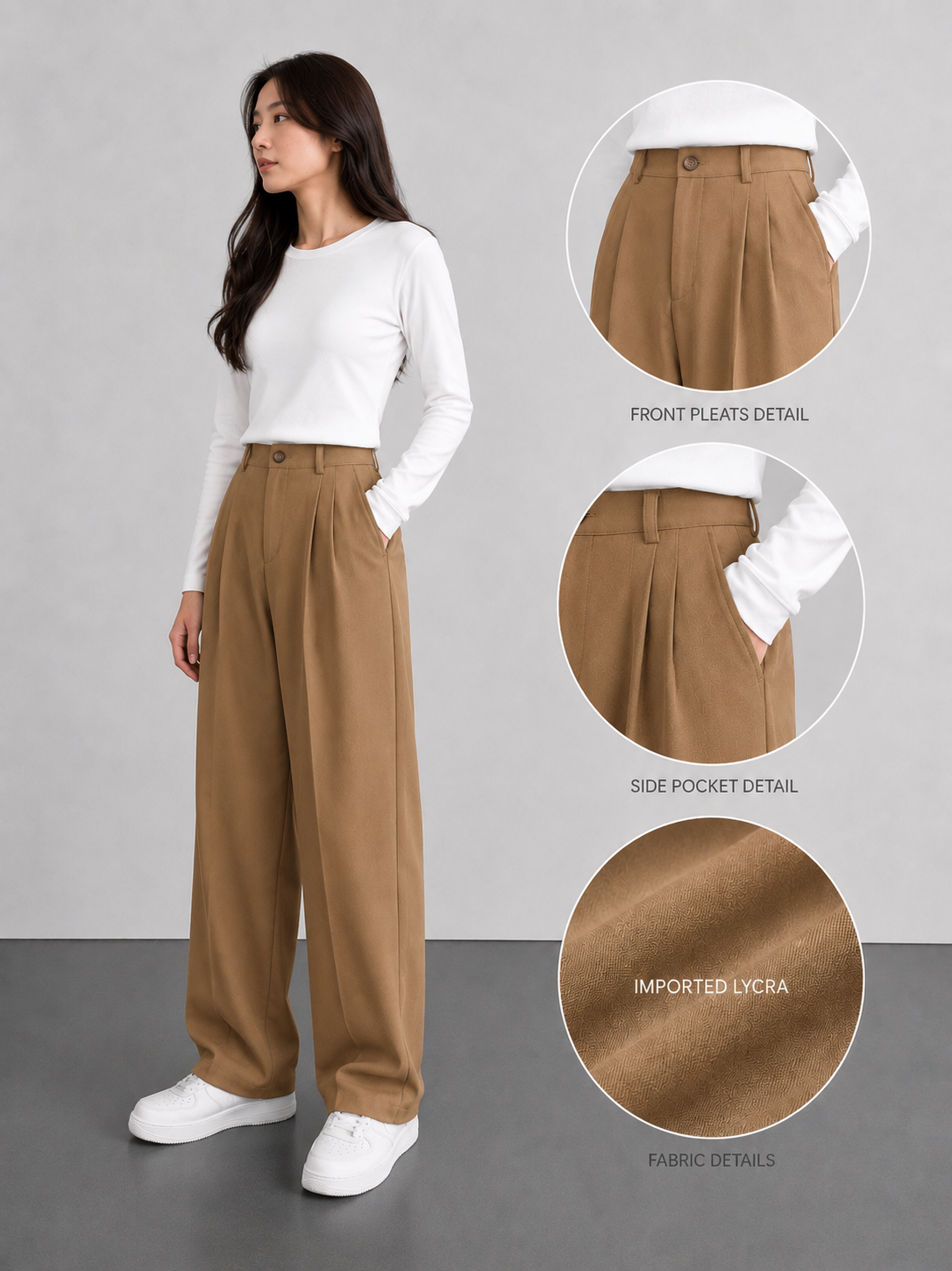 Women's urbana Design Platted musterd brwon Pant