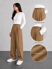 Women's urbana Design Platted musterd brwon Pant