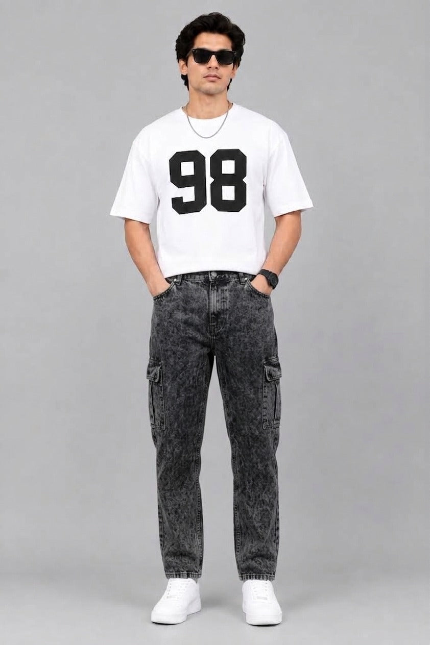 Men's Stylish 6 Pocket mom fit charcoal Denim jeans