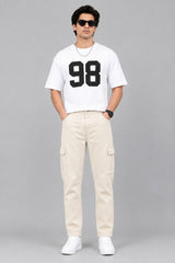 Men's Stylish 6 Pocket mom fit cream Denim jeans