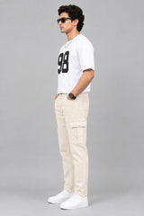 Men's Stylish 6 Pocket mom fit cream Denim jeans