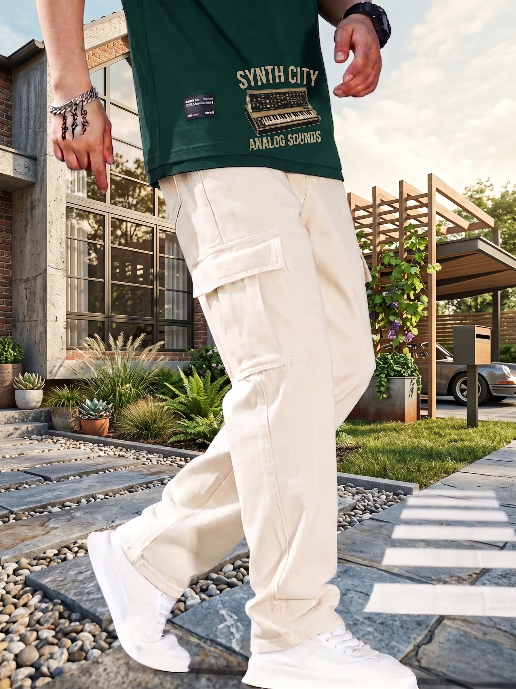 Men's 6 Pocket Mom Fit Cream jeans