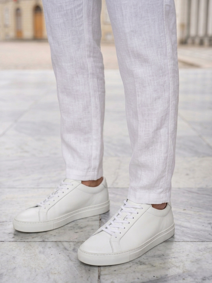 Men's Stylish White Linen Pant