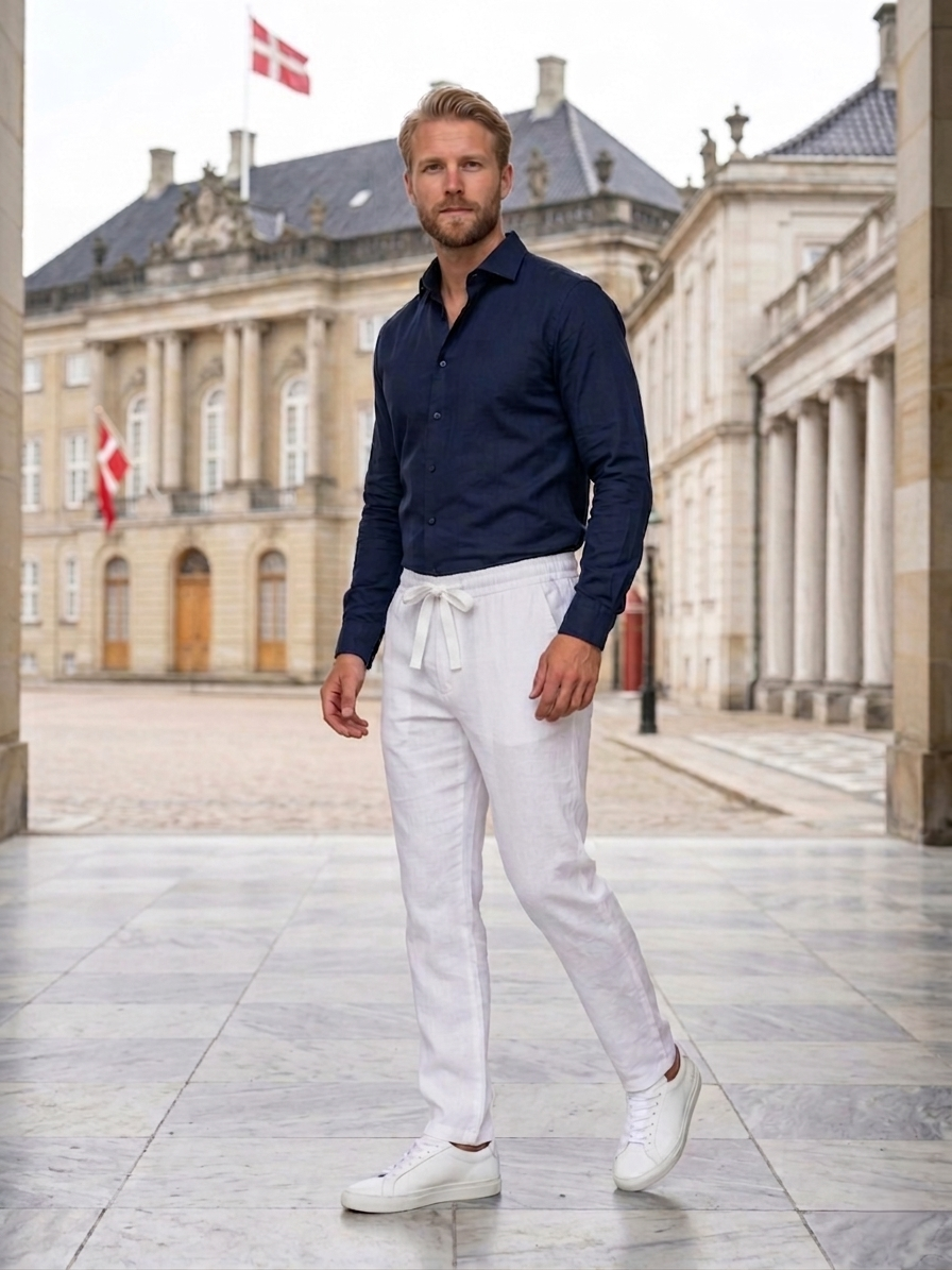Men's Stylish White Linen Pant