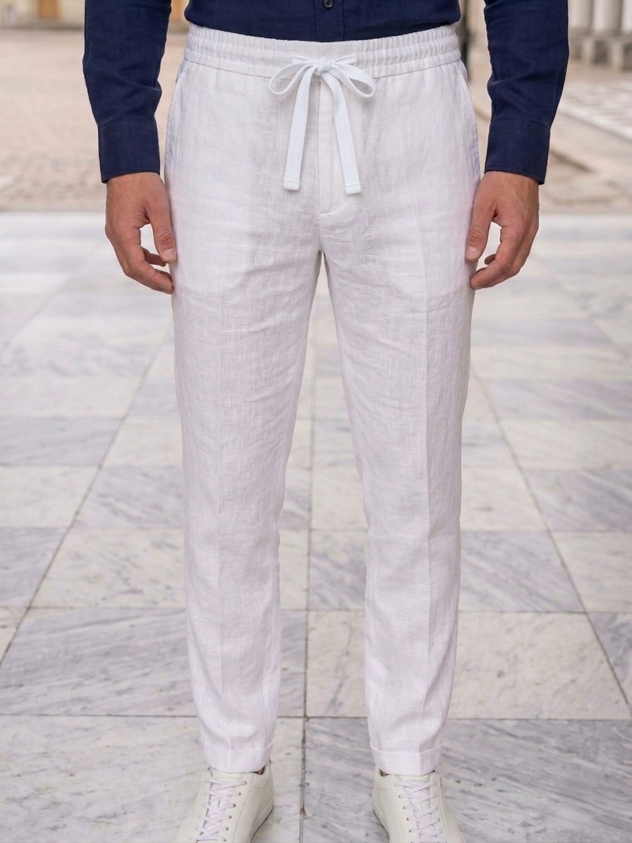 Men's Stylish White Linen Pant