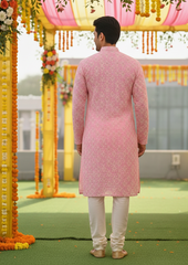 Classic White Foil Work Kurta Pajama for Festive Celebrations