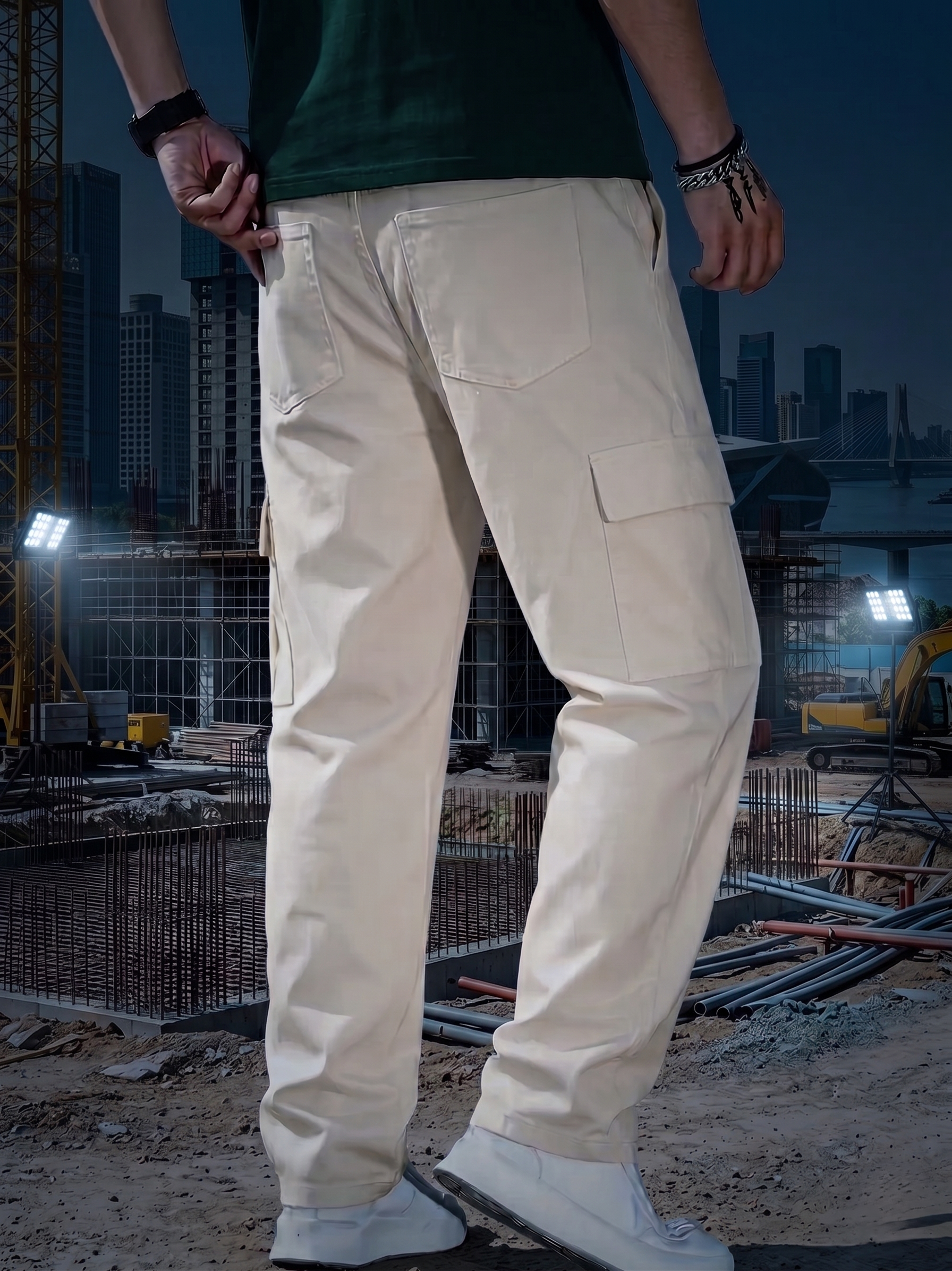 Men's 6 Pocket Mom Fit Cream jeans