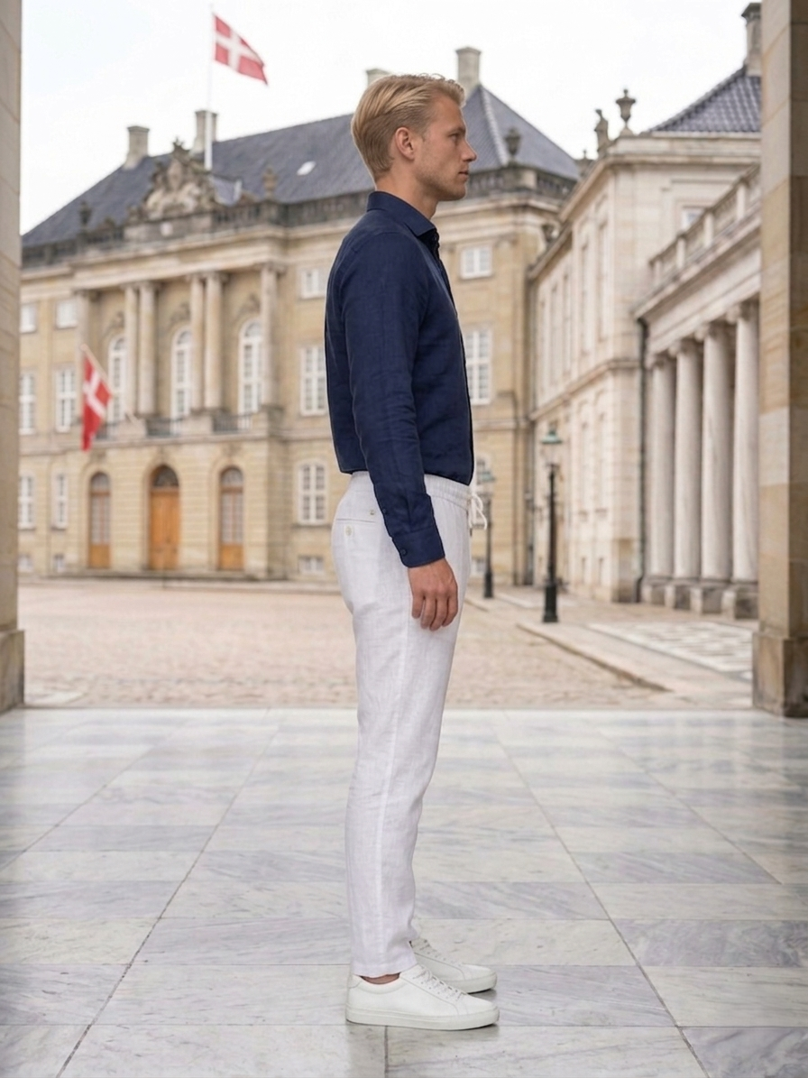 Men's Stylish White Linen Pant