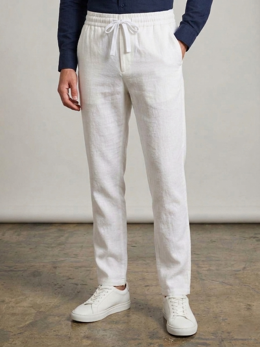 Men's Stylish White Linen Pant