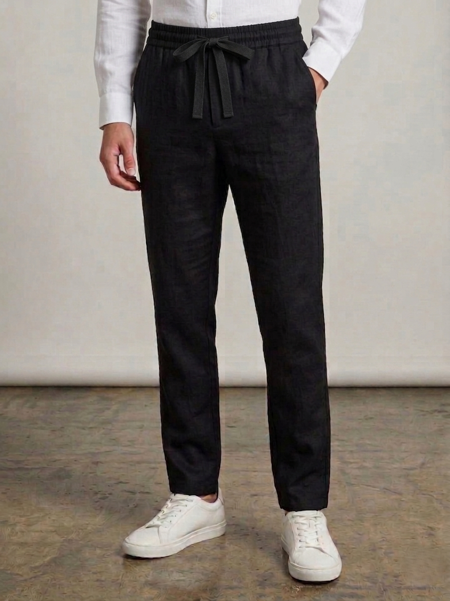Men's Stylish Black Linen Pant