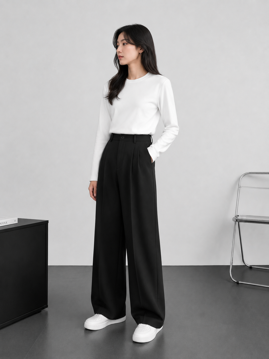 Stylish Women's Platted Black korean Pant