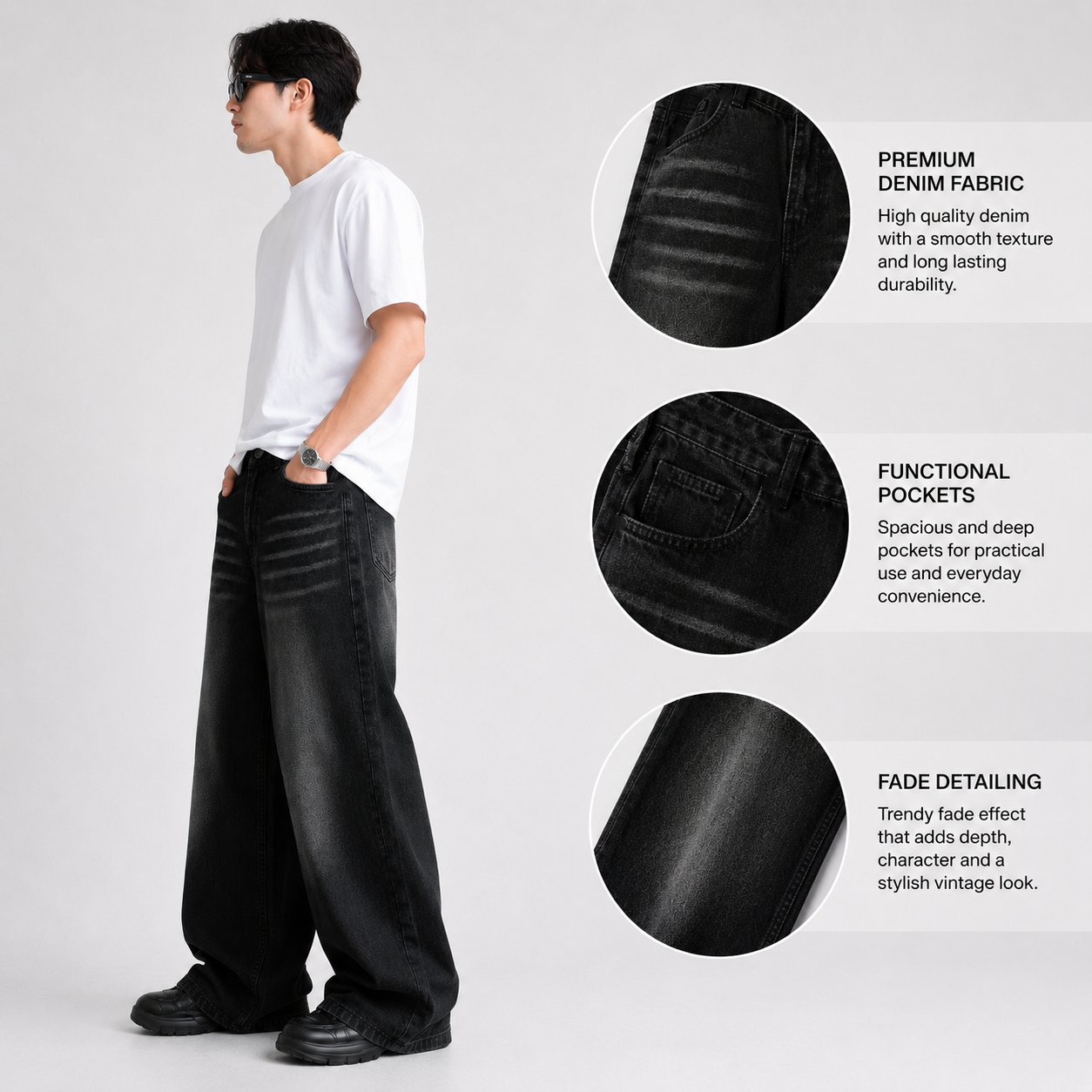 Men's Super Baggy Shaded Jeans