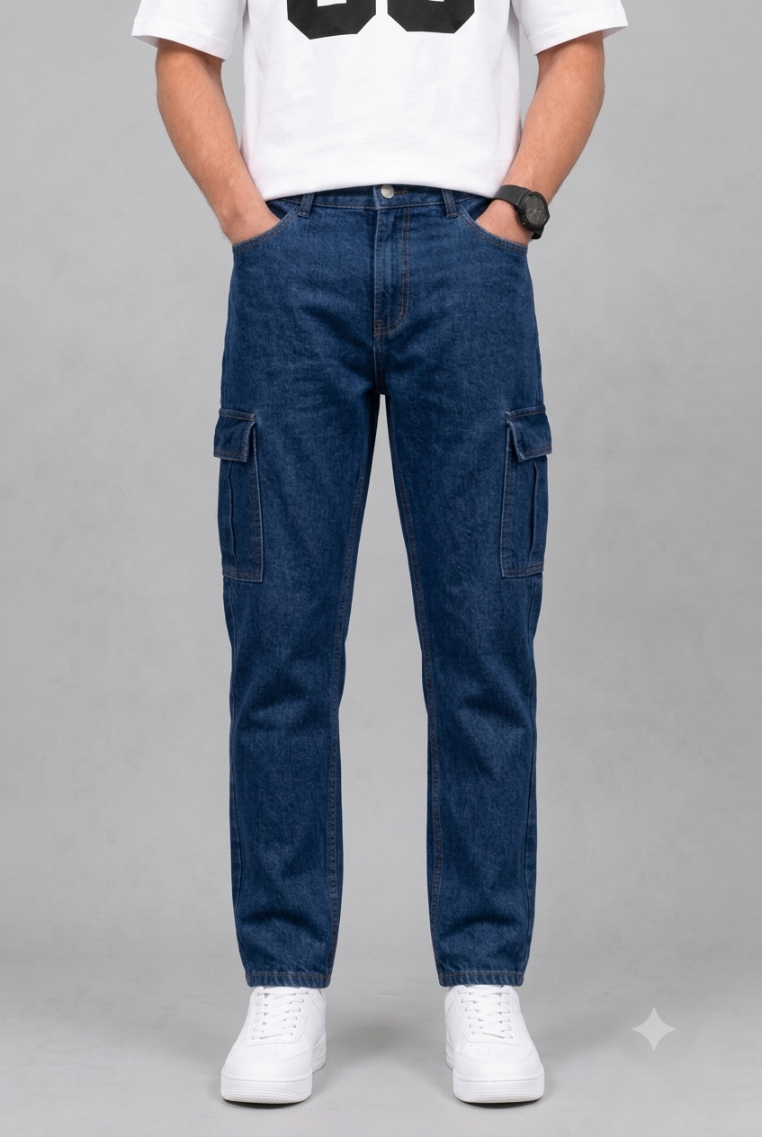 Men's 6 Pocket Mom Fit Stone Blue Denim Jeans
